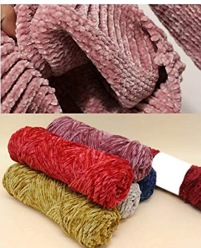 4 Skeins Chenille Yarn, Blanket Yarn for Knitting Chenille Velvet Fancy Yarn for Crochet Weaving DIY Craft Total Length 4×180m (4×190yds, 4×100g) (Brown)