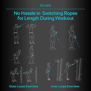 Vulken Tricep Rope Cable Attachment. 24 Inch & 17 Inch Two Lengths Built in One Pull Down Rope. Triceps Extension Straps Gym Equipment. Home Workout Handles for Resistance Bands.