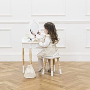 Le Toy Van - Wooden Vanity Table with Vanity Mirror and Vanity Chair - Bedroom Furniture - Victorian Style Oval Dressing Table Mirror - Desk with Drawers and Vanity Stool - Kids Aged 3 Years +