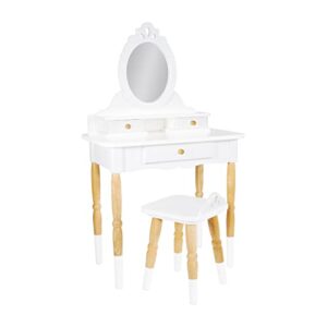 le toy van - wooden vanity table with vanity mirror and vanity chair - bedroom furniture - victorian style oval dressing table mirror - desk with drawers and vanity stool - kids aged 3 years +