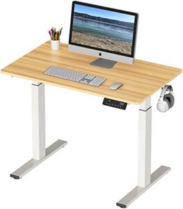 shw memory preset electric height adjustable standing desk, 40 x 24 inches, oak