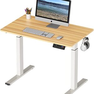 SHW Memory Preset Electric Height Adjustable Standing Desk, 40 x 24 Inches, Oak