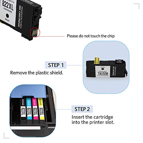 Leize Remanufactured Ink Cartridge Replacement for Epson 822XL 822 XL use for Workforce Pro WF-3820 WF-4820 WF-4830 WF-4833 WF-4834 Printer (Black Cyan Magenta Yellow,4-Pack)