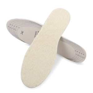 cut to size fluffy cozy warm shoe insole with size chart - cut-to-fit breathable adjusting wool insole one size fits all for women and men - super soft wool shoe pads for cold weather (3 pcs)