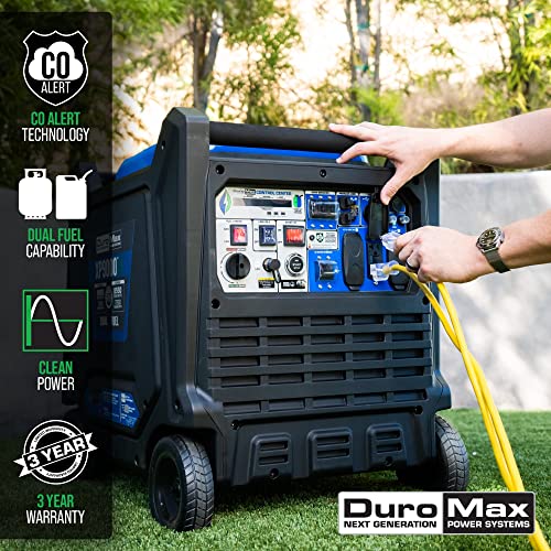 DuroMax XP9000iH 9000-Watt 459cc Dual Fuel Digital Inverter Hybrid Portable Generator, Blue