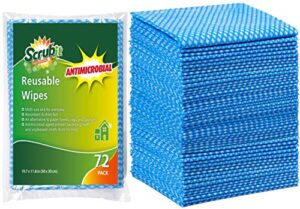 scrubit reusable cleaning wipes, handy wipes for kitchen and office - dish cloths for washing dishes - multi purpose disposable cleaning towels (12 x 20 in) 72 pack (blue)