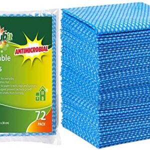 SCRUBIT Reusable Cleaning Wipes, Handy Wipes for Kitchen and Office - Dish Cloths for Washing Dishes - Multi Purpose Disposable Cleaning Towels (12 x 20 in) 72 Pack (Blue)