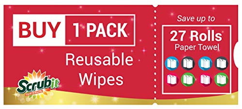 SCRUBIT Reusable Cleaning Wipes, Handy Wipes for Kitchen and Office - Dish Cloths for Washing Dishes - Multi Purpose Disposable Cleaning Towels (12 x 20 in) 72 Pack (Blue)