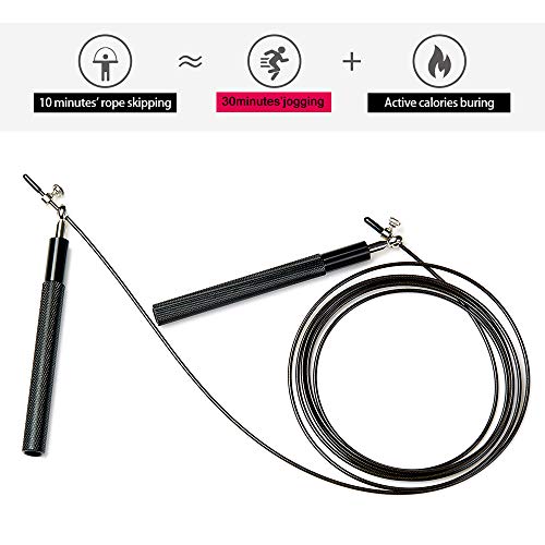 Speed Skipping Rope Adjustable Jumping Rope with Aluminium Alloy Handle and Ball Bearing Tangle-Free Exercise Rope for Home Exercise & Slim Body , Cross Fit Training, Fitness, Exercis Ideal for Aerobic Exercise