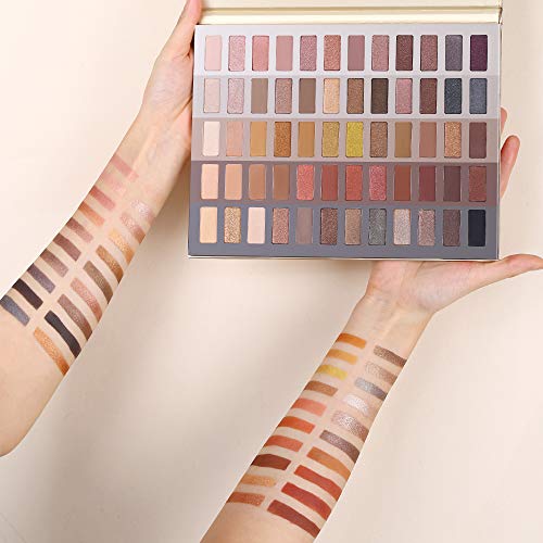 UCANBE 60 Colors Naked Eyeshadow Palette + 15Pcs Makeup Brush Set, All in One Nude Neutral Smokey Makeup Pallet with Brushes Tools, Pigmented Warm Matte Shimmer Powder Eye Shadows Cosmetic Halloween Beauty Kit