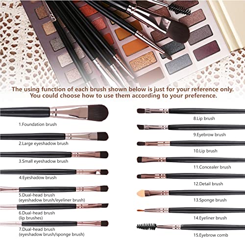 UCANBE 60 Colors Naked Eyeshadow Palette + 15Pcs Makeup Brush Set, All in One Nude Neutral Smokey Makeup Pallet with Brushes Tools, Pigmented Warm Matte Shimmer Powder Eye Shadows Cosmetic Halloween Beauty Kit