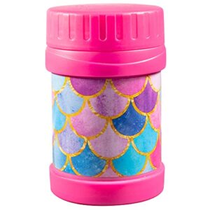 bentology stainless steel insulated 13oz thermos for kids - mermaid - large leak-proof lunch storage jar for hot or cold food, soups, liquids - bpa free - fits in most lunch boxes and bags