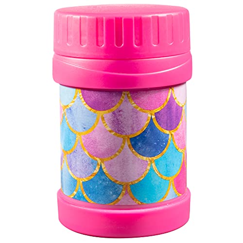 Bentology Stainless Steel Insulated 13oz Thermos for Kids - Mermaid - Large Leak-Proof Lunch Storage Jar for Hot or Cold Food, Soups, Liquids - BPA Free - Fits in Most Lunch Boxes and Bags