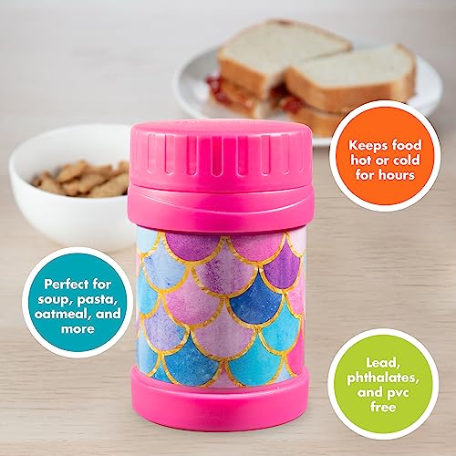 Bentology Stainless Steel Insulated 13oz Thermos for Kids - Mermaid - Large Leak-Proof Lunch Storage Jar for Hot or Cold Food, Soups, Liquids - BPA Free - Fits in Most Lunch Boxes and Bags