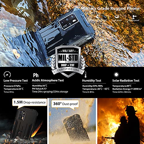 Rugged Smartphones, OUKITEL 5G Unlocked for All Carriers Cell Phone WP10, 8GB +128GB 48MP Sony Camera(Support Shooting 4K Video) 8000mAh Battery IP68 & IP69K Protection 6.67 Inch FHD Screen (Black)