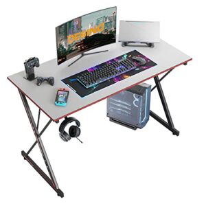 desino gaming desk 47 inch pc computer desk, home office desk table gamer workstation, simple game table, gray
