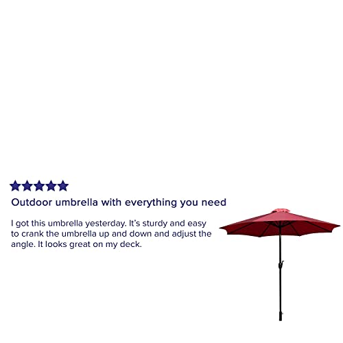 Flash Furniture Kona Red 9 FT Round Umbrella with 1.5" Diameter Aluminum Pole with Crank and Tilt Function