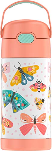 THERMOS FUNTAINER F4101 Stainless Steel Kids Bottle, 12 Ounce, Butterfly