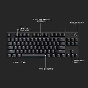 Logitech G413 TKL SE Mechanical Gaming Keyboard - Compact Backlit Keyboard with Tactile Mechanical Switches, Anti-Ghosting, Compatible with Windows, macOS - Black Aluminum