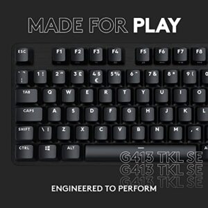 Logitech G413 TKL SE Mechanical Gaming Keyboard - Compact Backlit Keyboard with Tactile Mechanical Switches, Anti-Ghosting, Compatible with Windows, macOS - Black Aluminum