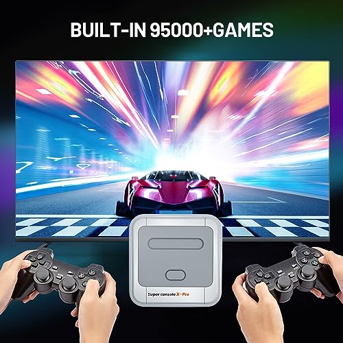 Kinhank Super Console X Pro,128G Retro Video Game Consoles with 95,000+ Games,Emulators Console Andriod TV 7.1& Game Systems for 4K TV HD/AV Output, 2 Wireless Controllers,Gift for Men