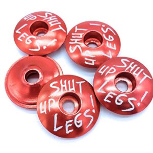 Bike Accessories - Bicycle Accessories - Mountain Bike Accessories - MTB Stem Cap - Headset Cap - Great Aesthetic Upgrade for Bike, Ebike, BMX, Road Bike - Customize your Ride! (Red Shut Up Legs)