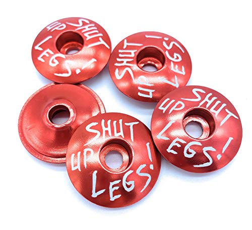 Bike Accessories - Bicycle Accessories - Mountain Bike Accessories - MTB Stem Cap - Headset Cap - Great Aesthetic Upgrade for Bike, Ebike, BMX, Road Bike - Customize your Ride! (Red Shut Up Legs)