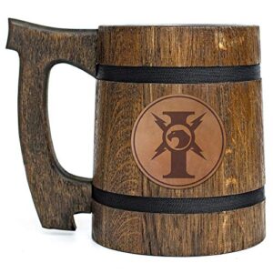 adeptus custodes beer stein, personalized 40k mug, game lover gift, custom leather gamer tankard, gift for men, gift for him