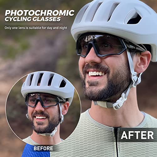 KAPVOE Photochromic Cycling Glasses Men Women Mountain Bike Sunglasses Clear MTB Bicycle Riding