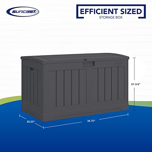 Suncast 50-Gallon Outdoor Resin Patio Deck Storage Box with Seat, Peppercorn