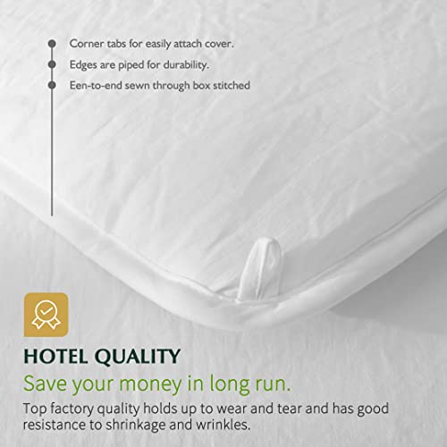 TOPGREEN Queen/Full Size Down Alternative Comforter - Luxurious Bamboo Viscose Blend Duvet Insert - 250GSM Microfiber Quilted Bedding with Corner Tabs(White, 88x88)