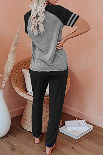 AUTOMET Lounge Sets For Women Two Piece Outfits Loungewear Short Sleeve Crewneck Jogger Pajama Set and Sweatpants Tracksuit