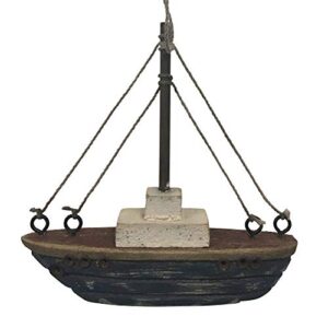 homart 4700-14 tiny wood boat ornament, 4-inch length, dark blue