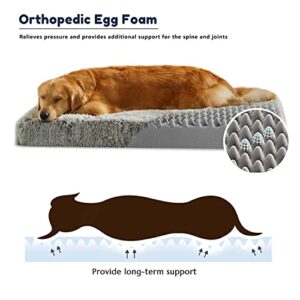 Western Home Large Dog Beds for Large Dogs, Waterproof Orthopedic Dog Bed - Egg Crate Foam Dog Bed with Removable Washable Cover, Dog Crate Bed with Non-Slip Bottom for Dog Crate