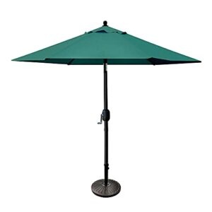 sunnyglade 7.5' patio umbrella 6 ribs (dark green) | 18" 30.2-lbs heavy duty round antiqued umbrella base, bronze