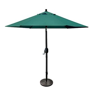 Sunnyglade 7.5' Patio Umbrella 6 Ribs (Dark Green) | 18" 30.2-lbs Heavy Duty Round Antiqued Umbrella Base, Bronze