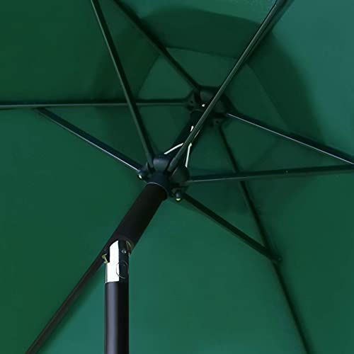 Sunnyglade 7.5' Patio Umbrella 6 Ribs (Dark Green) | 18" 30.2-lbs Heavy Duty Round Antiqued Umbrella Base, Bronze