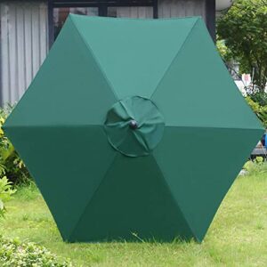 Sunnyglade 7.5' Patio Umbrella 6 Ribs (Dark Green) | 18" 30.2-lbs Heavy Duty Round Antiqued Umbrella Base, Bronze