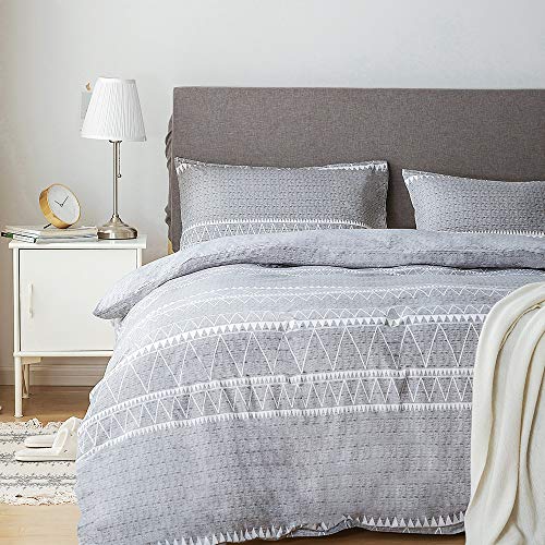 Lekesky Boho Duvet Cover King Size Grey Breathable Comforter Cover King Size 3pc Ultra Soft Brushed Bedding Duvet Cover Set with Zipper Ties (1 Duvet Cover 104x90 inches with 2 Pillow Cases)