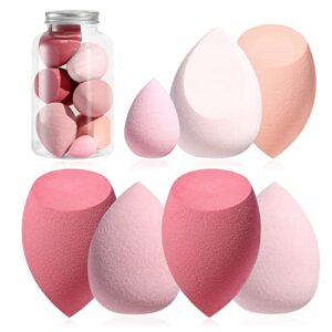 makeup sponge set bs-mall blender sponges 7 pcs for liquid, cream, and powder, multi-colored with 1 mini makeup sponge pink (a-pink)