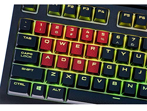 13 Keys Non-Slip Backlit keycaps Gaming Performance FPS MOBA Key Caps OEM Profile for Corsair K70 RGB K95 K65 K68 K63 K100 Mechanical Gaming Keyboards DIY Replace (Red)