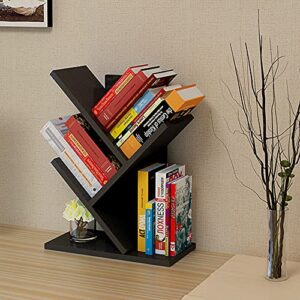 godferyxin book tree bookshelf, 3-tier wood bookshelf tree bookcase for displaying books, cds, magazines and more at office, home or school