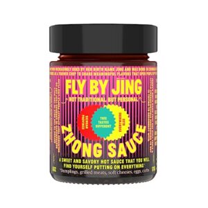 flybyjing zhong sauce, spicy sweet savory sichuan chili oil sauce, all-natural and vegan, versatile blend of soy sauce, chili oil, garlic and spices, good on everything, 6oz (pack of 1)