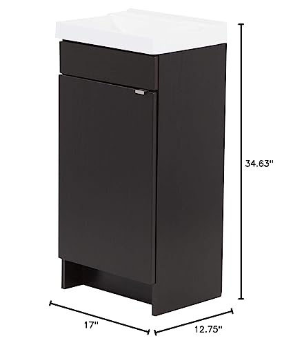 Spring Mill Cabinets Merton Bathroom Vanity with Sink, 17" W x 12.75" D x 34.63" H, Ebony Oak