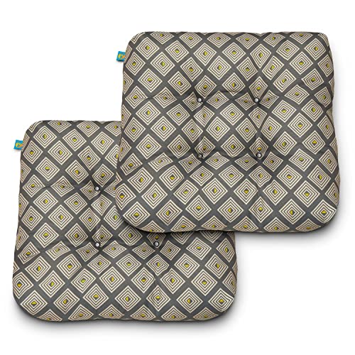 Duck Covers Water-Resistant Indoor/Outdoor Seat Cushions, 19 x 19 x 5 Inch, 2 Pack, Moonstone Mosaic, Outdoor Patio Cushions