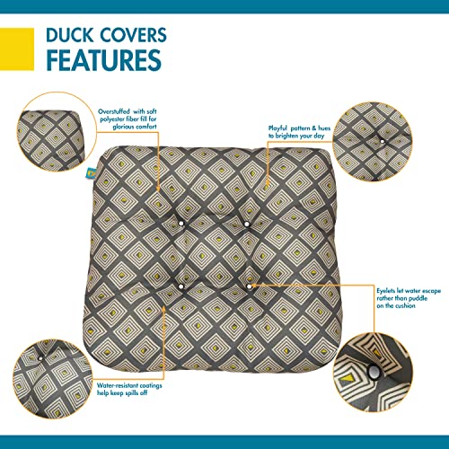 Duck Covers Water-Resistant Indoor/Outdoor Seat Cushions, 19 x 19 x 5 Inch, 2 Pack, Moonstone Mosaic, Outdoor Patio Cushions