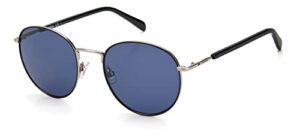 fossil men's male sunglass style fos 3120/g/s oval, ruthenium/blue, 52mm, 20mm