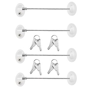 4 pack refrigerator lock cabinet locks with keys adhesive freezer door fridge drawer lock for child safety and privacy, no drilling (white)