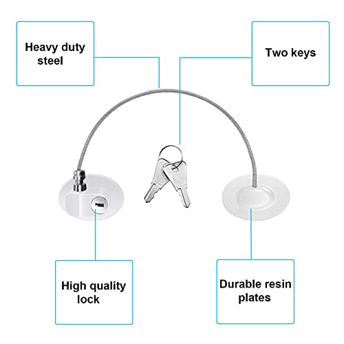 4 Pack Refrigerator Lock Cabinet Locks with Keys Adhesive Freezer Door Fridge Drawer Lock for Child Safety and Privacy, No Drilling (White)