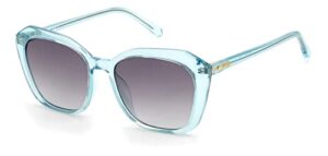 fossil women's female sunglass style fos 3116/s rectangular, crystal teal/gray shaded, 54mm, 17mm